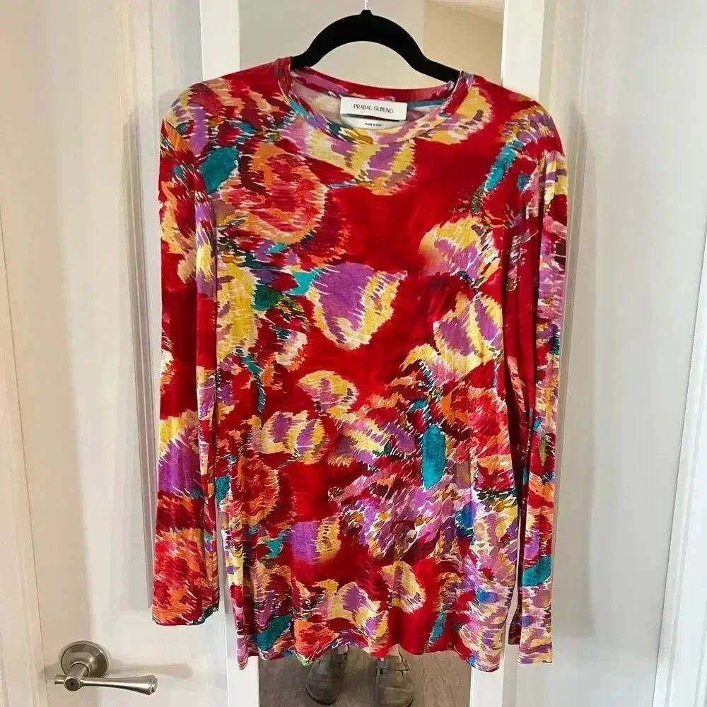 Prabal Gurung Long Sleeve Abstract Tee Size Medium